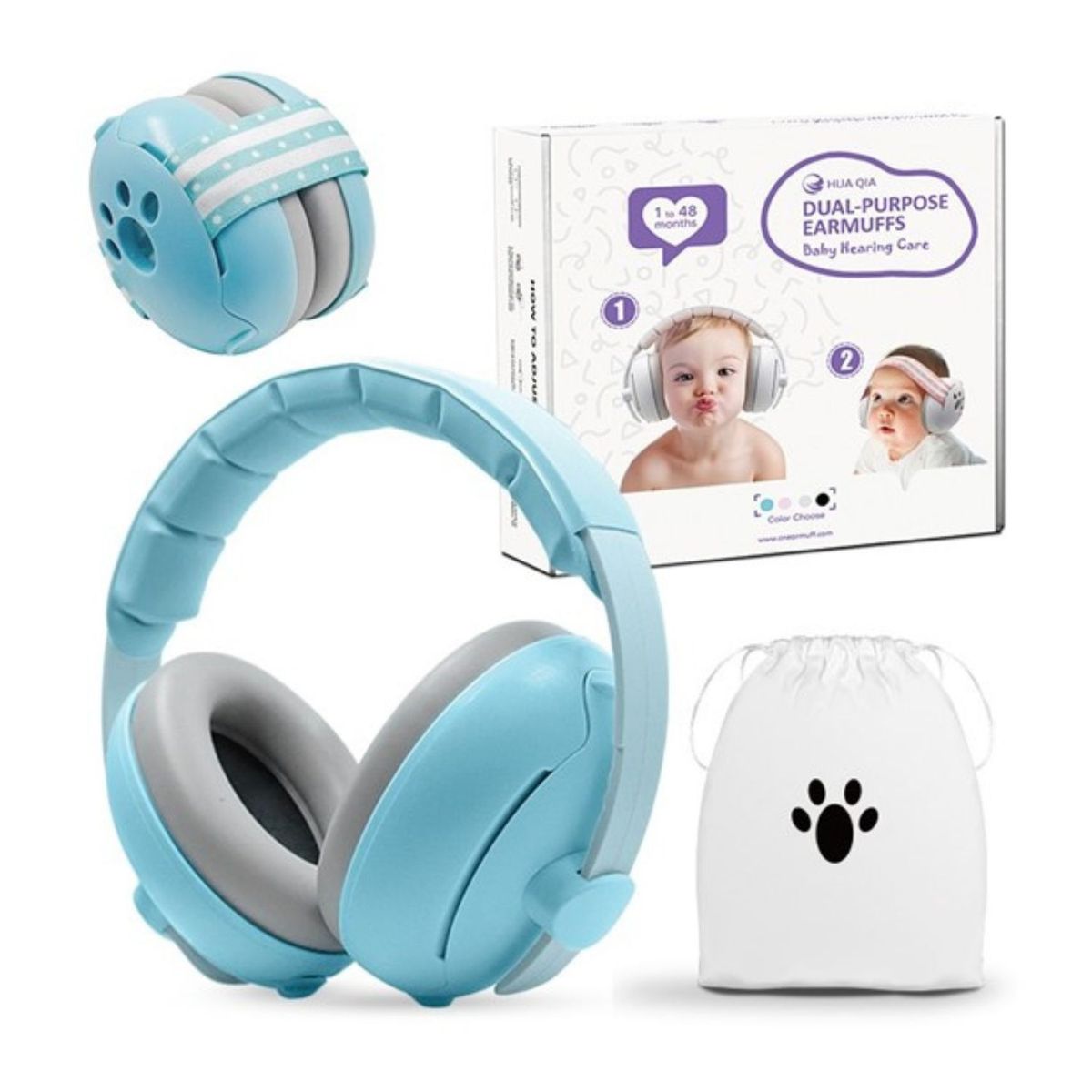 GENERICO - Orejeras para Bebes AntiRuidos Celestito