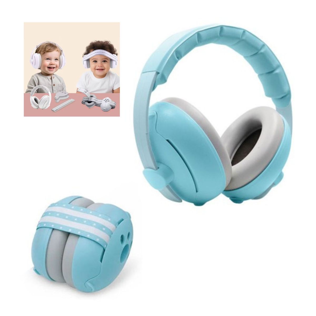 GENERICO - Orejeras para Bebes AntiRuidos Celestito