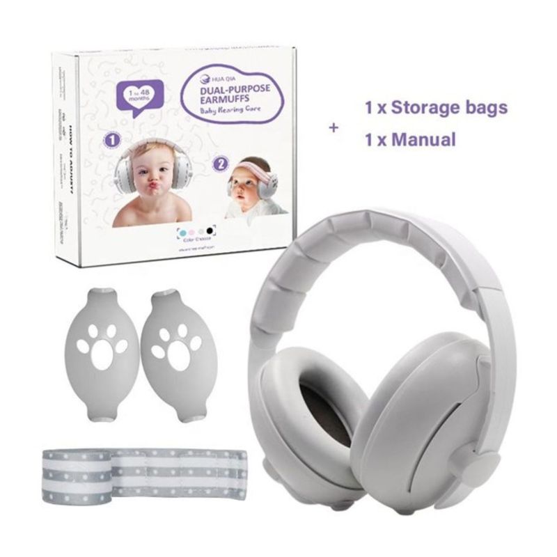 GENERICO - Orejeras para Bebes 1 a 2 años Anti Ruidos Grey