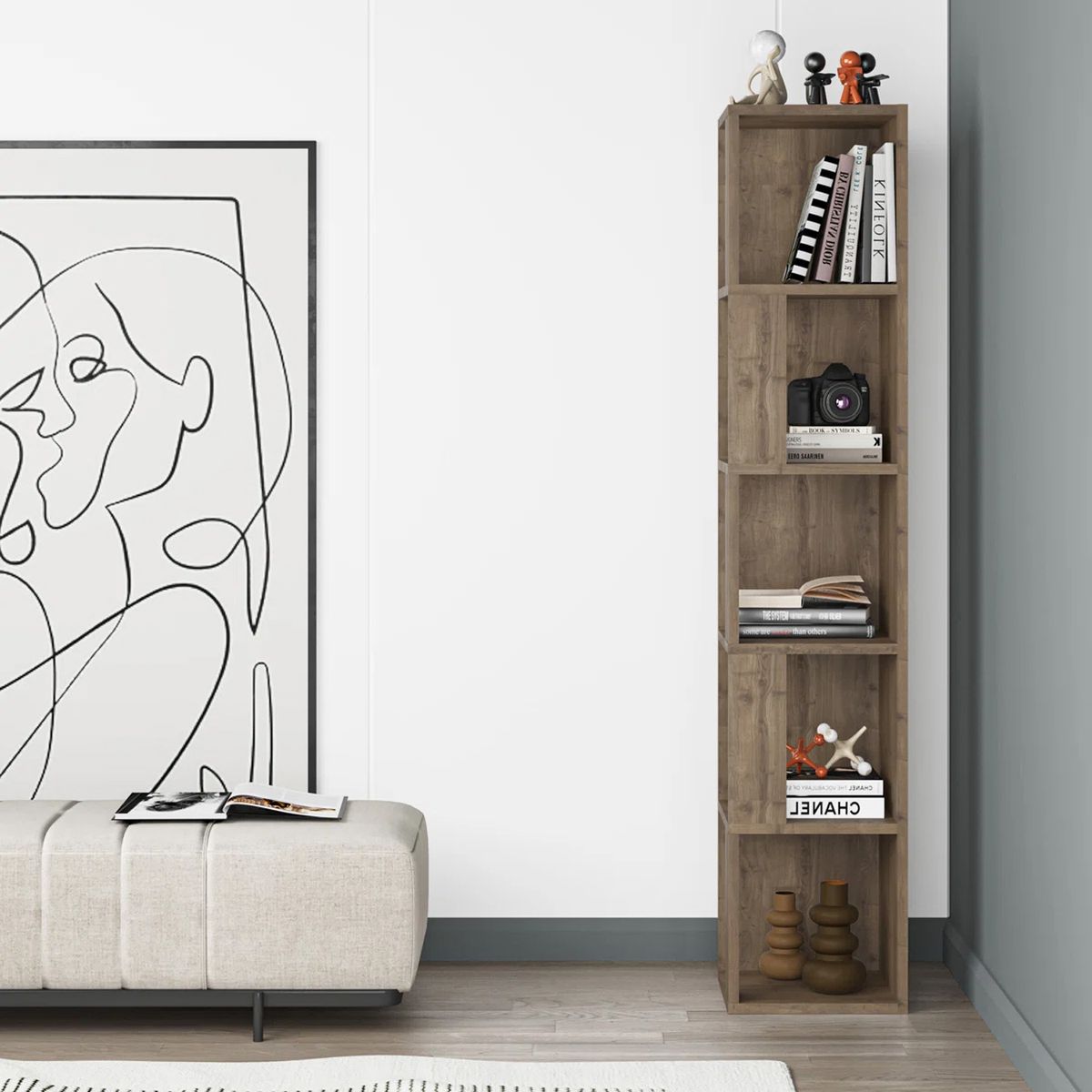 GENERICO - Librero Esquinero Multifuncional Melamina Maderado