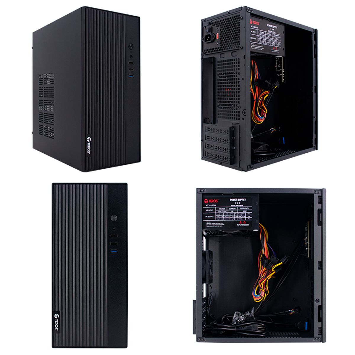 TEROS - Case PC Teros TE-1035S, fuente 250W real, 3 USB frontales