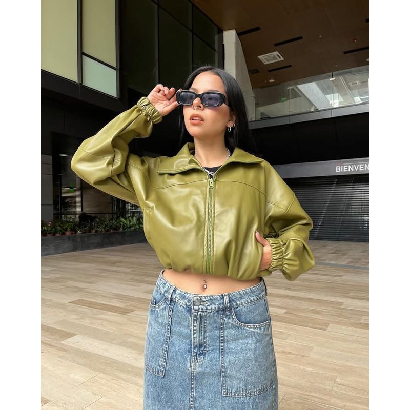 GENERICO - CASACA CROPPED BOMBER MUJER