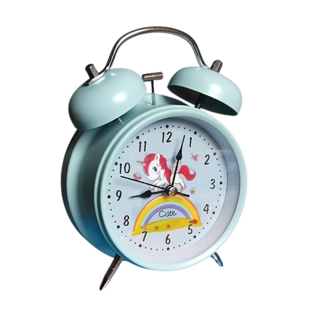 GENERICO - Reloj Despertador Campana - Diseño unicornio celeste