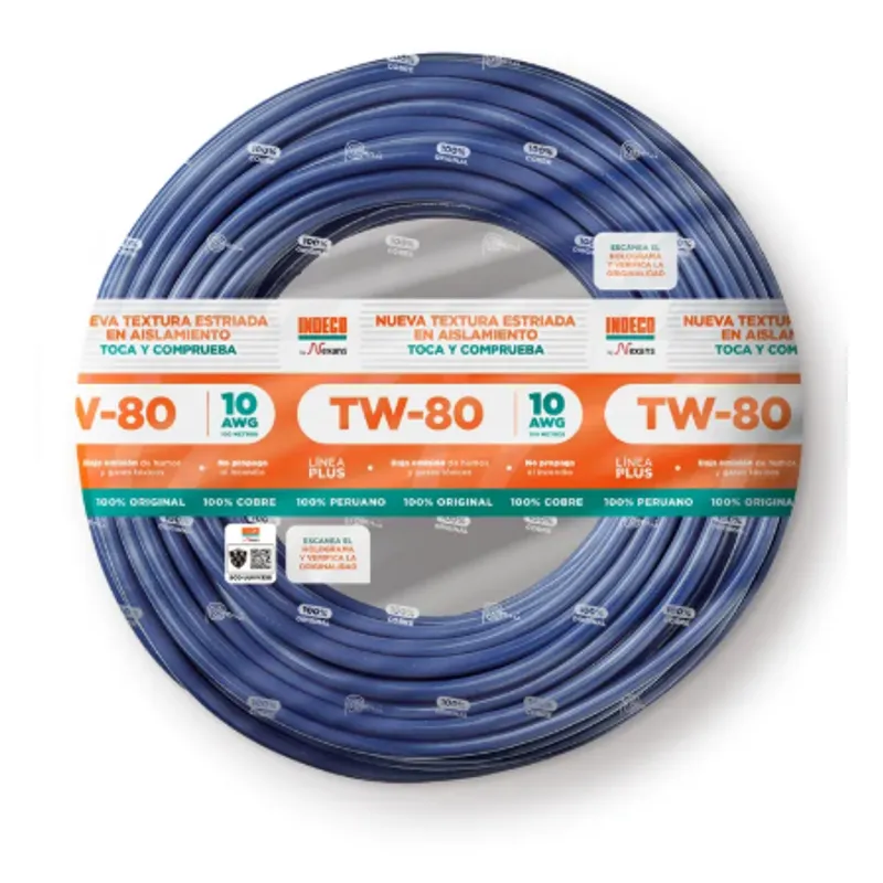 INDECO - Cable THW-90 Plus 10 AWG Indeco 450/750V Azul 100 Metros