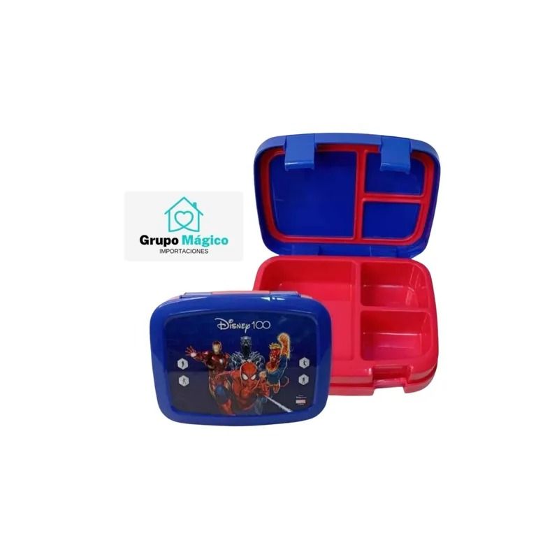 GENERICO - LONCHERA TIPO BENTO 3 DIVISIONES ANTIDERRAME VENGADORES DISNEY 100