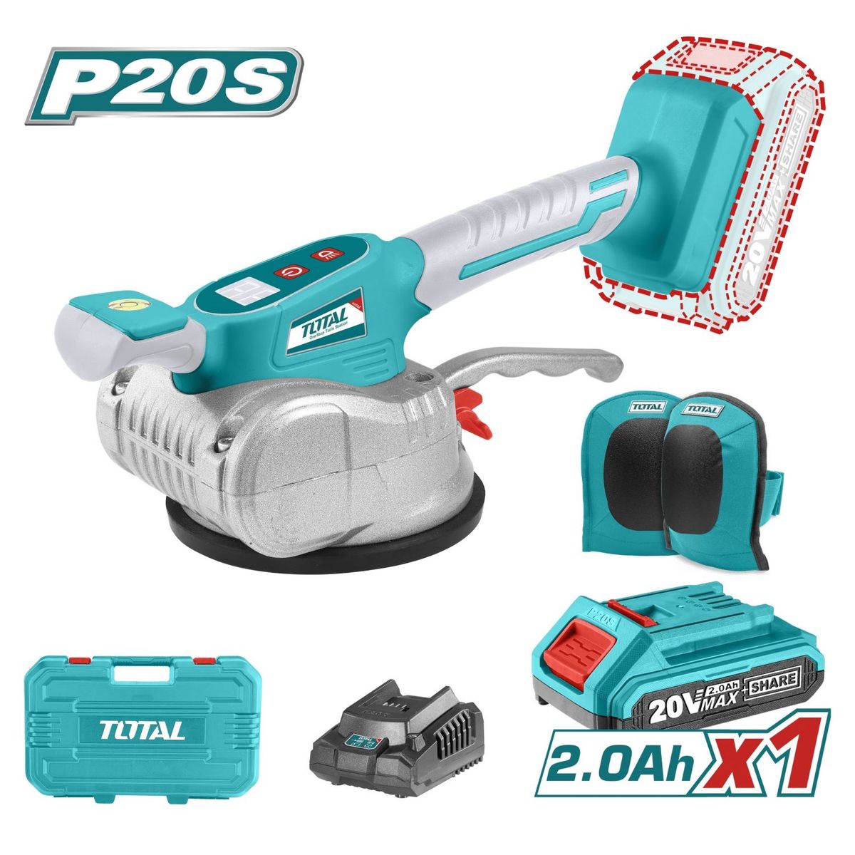 TOTAL TOOLS - Vibrador De Mayolica Porcelanato  Ventosa 50kg 20v Total - TTVLI20101