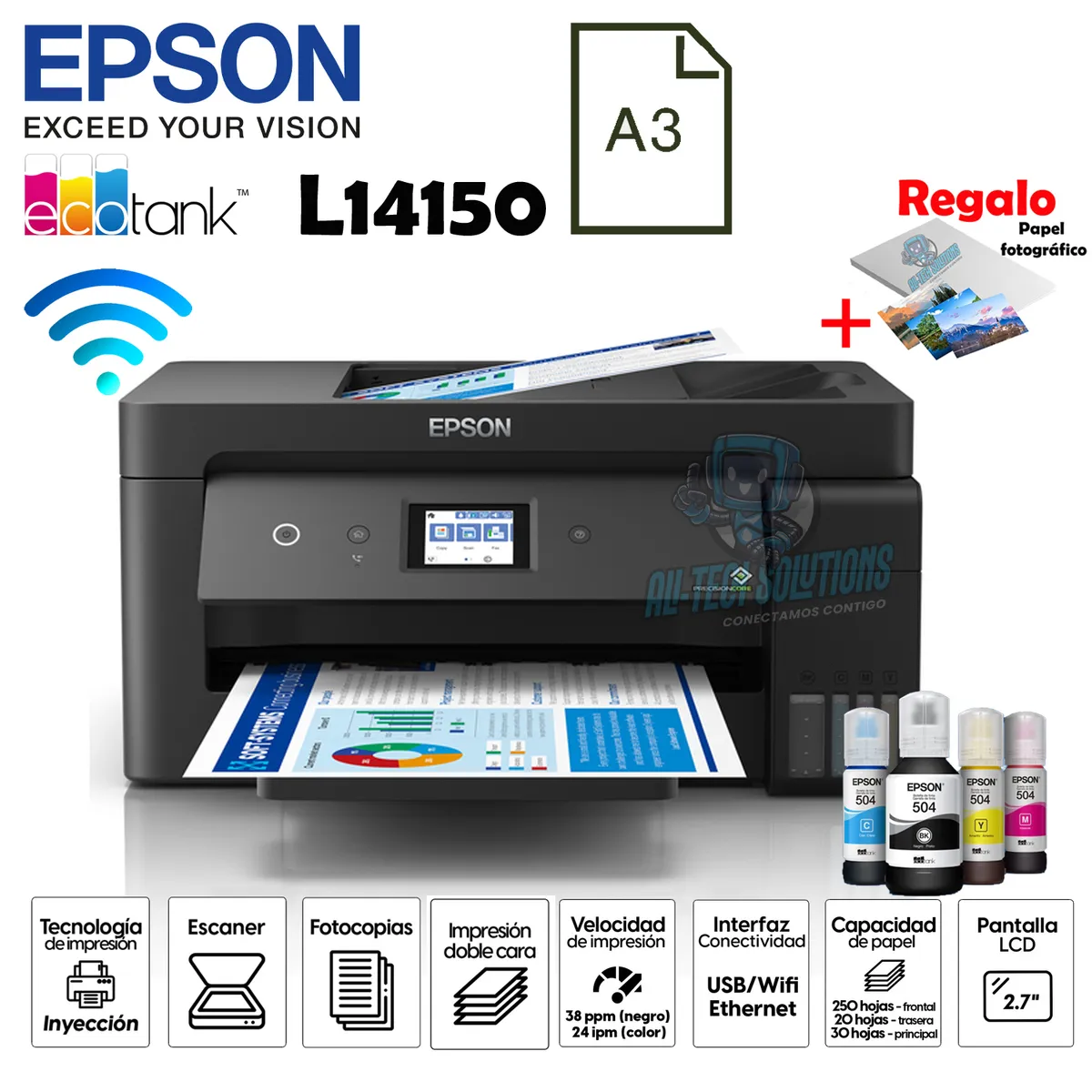 EPSON - IMPRESORA MULTIFUNCIONAL EPSON A3 L14150 WIFI - ETHERNET - DUPLEX