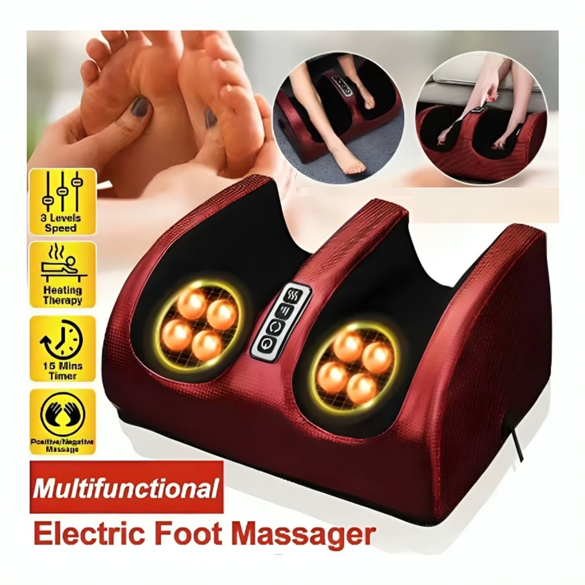 GENERICO - Masajeador Eléctrico con Tecnología Shiatsu Alivio Dolor Pies Piernas