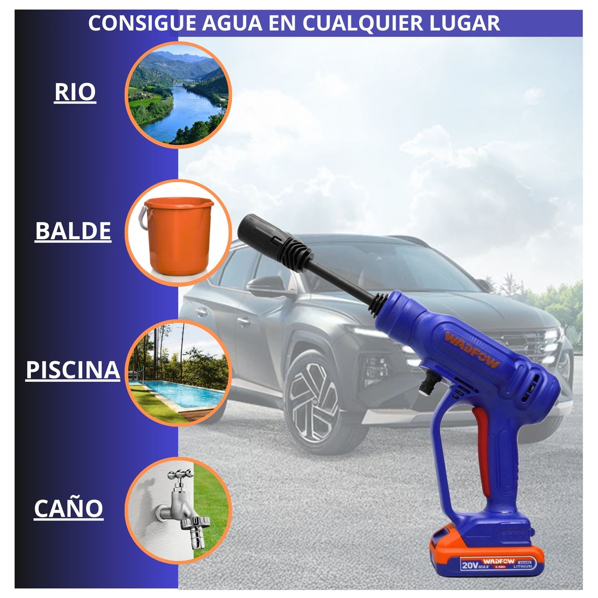 GENERICO - HIDROLAVADORA INALAMBRICA 20V LIMPIEZA PROFUNDA WADFOWF PRO