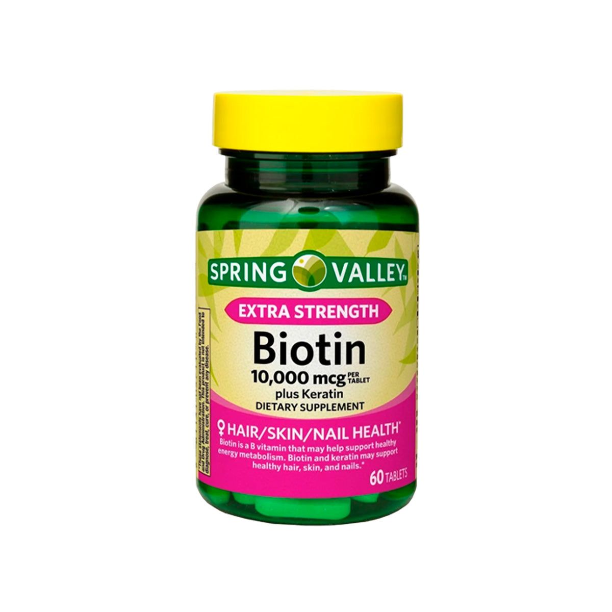 SPRING VALLEY - Suplemento Biotina Premium 10000Mcg 60 Caps Spring Valley