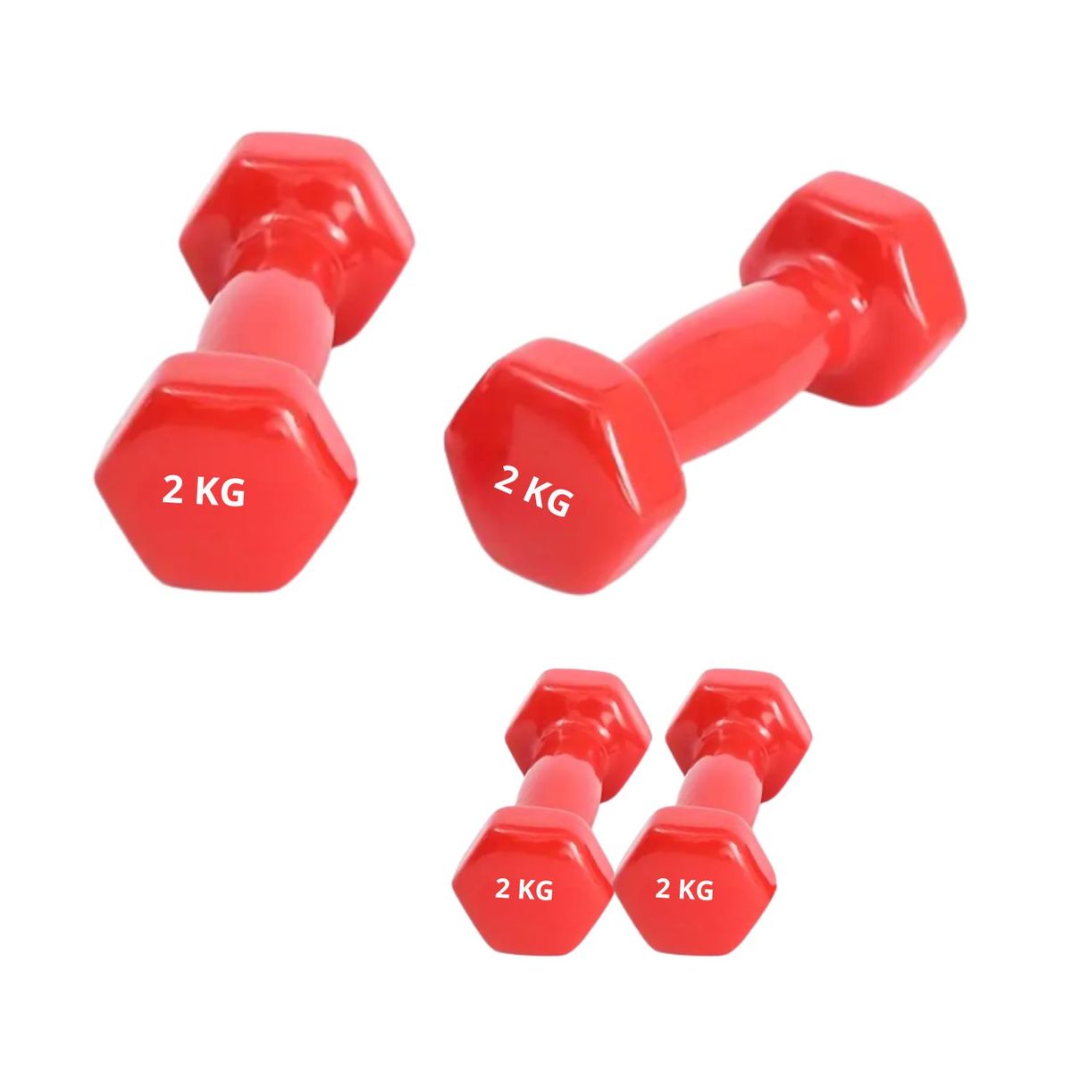 GENERICO - Mancuerna de Vinil de 2 KG Color Rojo