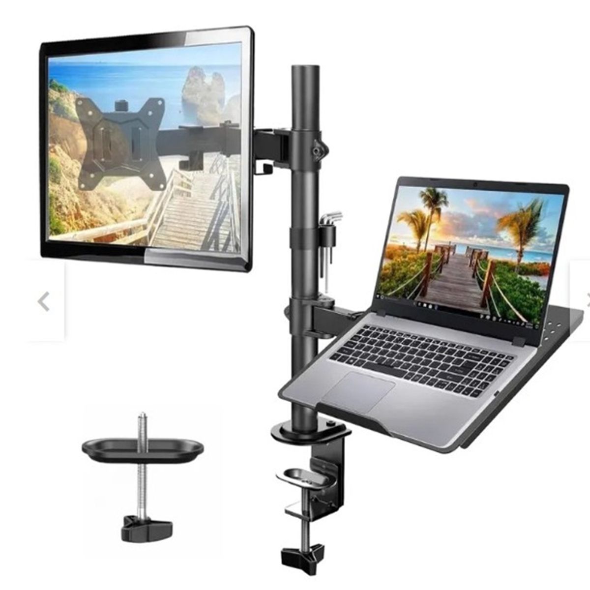 SEISA - Soporte 2 en 1 ZJ-para Monitor y Laptop 13-32 y Laptop de 10 a 17 con Brazo Articulado