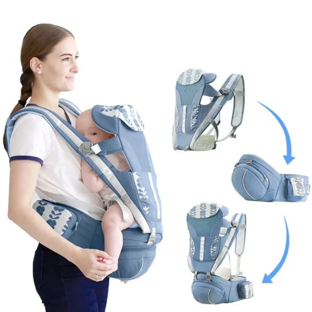 GENERICO - Mochila Canguro Cargador Portabebés Ergonómico Premium Azul