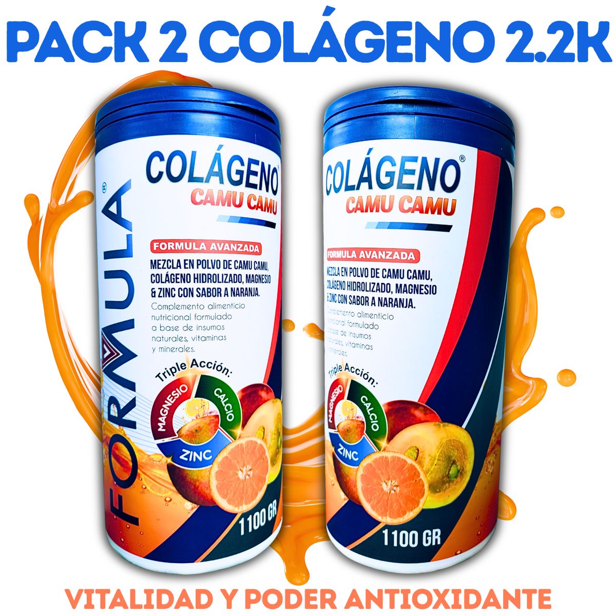 GENERICO - Colágeno Hidrolizado Pack x2 + Camu Camu Vitamina C 2Kg 200gr Piel Uñas Cabello Alta Absorción