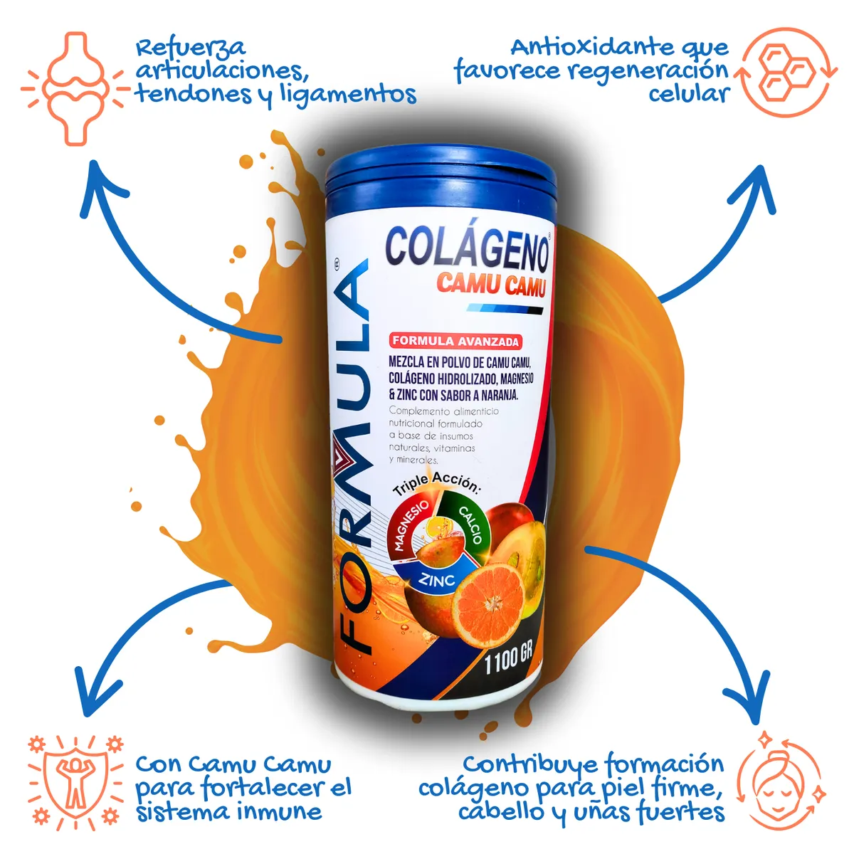 GENERICO - Colágeno Hidrolizado Pack x2 + Camu Camu Vitamina C 2Kg 200gr Piel Uñas Cabello Alta Absorción