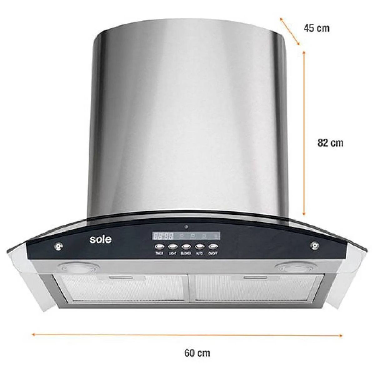 SOLE - Campana Decorativa Acero Inoxidable, 230W, 60 Cm Sole TURE82CO