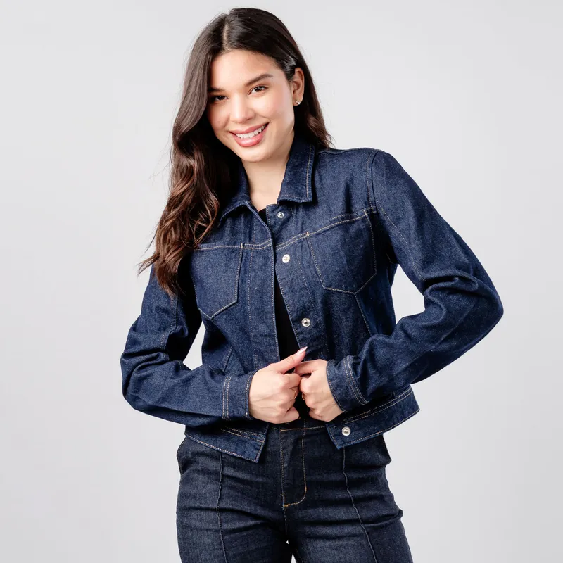 JAROLA - Casaca Denim Pinzas Jarola Jesy