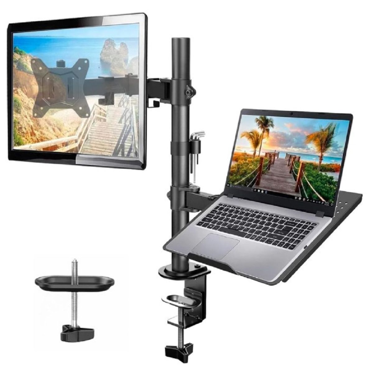 SEISA - Rack Soporte 2 en 1 ZJ-para Monitor y Laptop 13-32 con Brazo