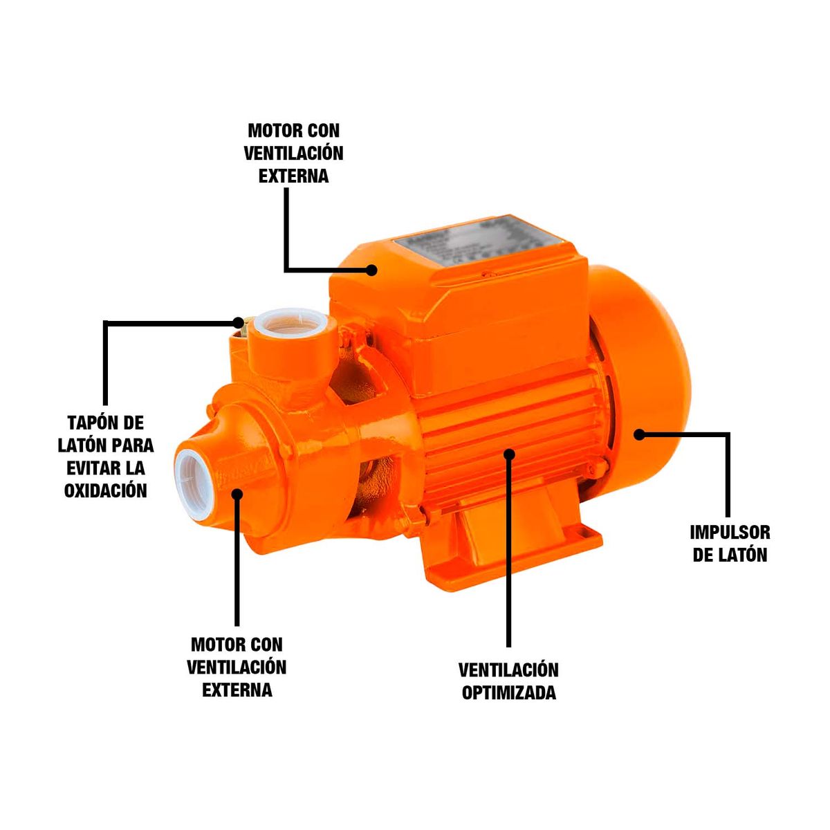 REDBO - Bomba Periférica 1/2'' Hp 350 W Agua Eléctrica Hogar Compacta