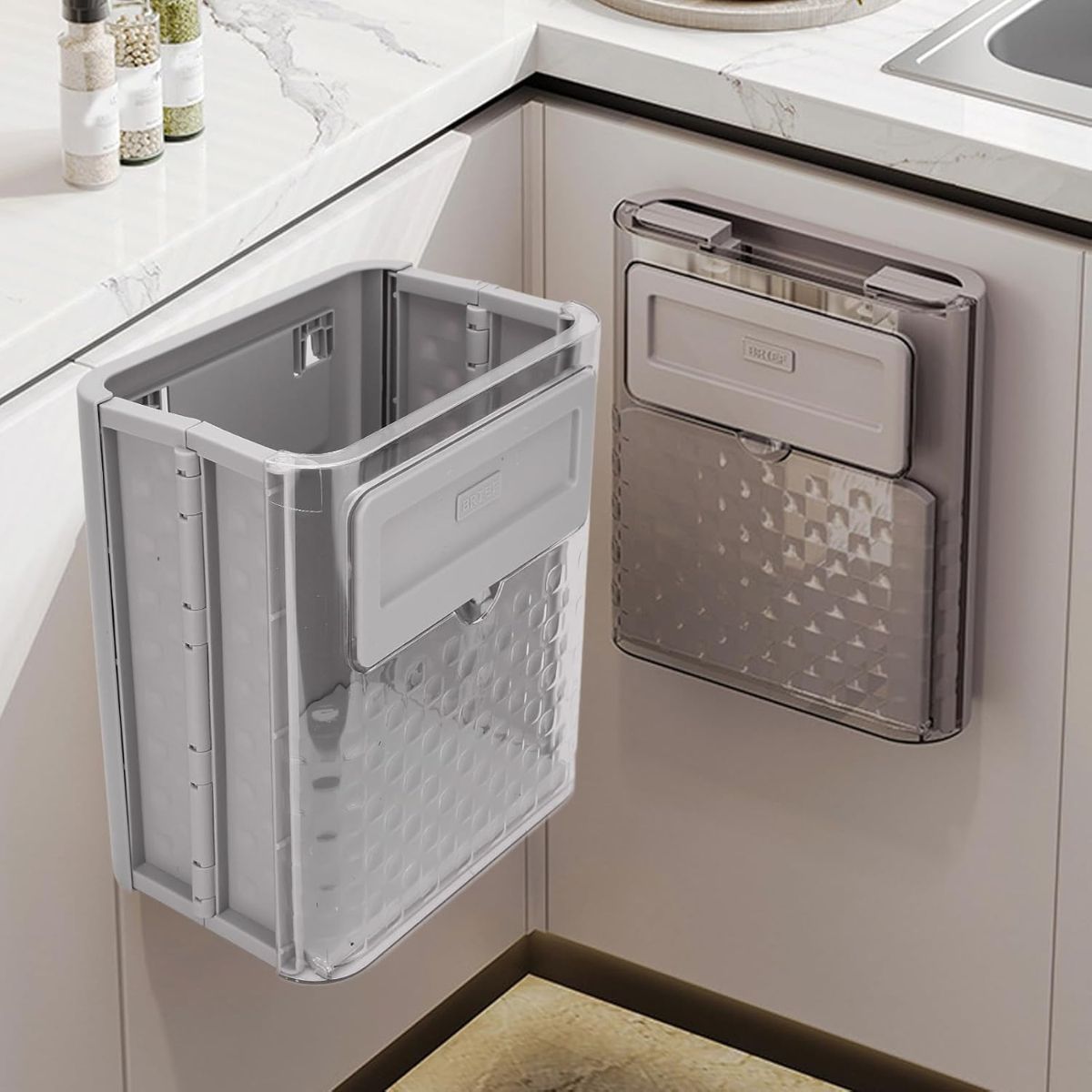 ELMEJORPRECIO - Tacho Plegable Colgante para Cocina Brief Gris