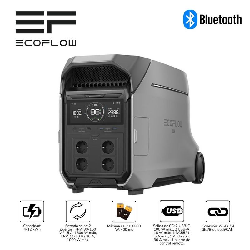 ECOFLOW - Estación de energía portátil 4000 Watts Ecoflow Delta PRO 3  - Negro
