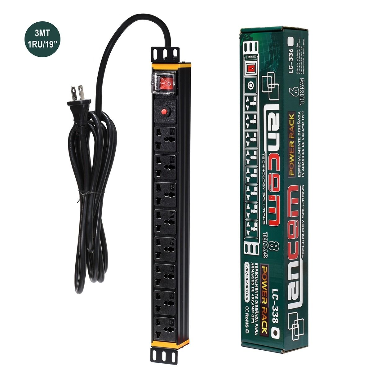 LANCOM - Power Rack (PDU) 8 Tomas Coneccion 220V 50-60Hz 10A ZZ-LC-33 Lancom