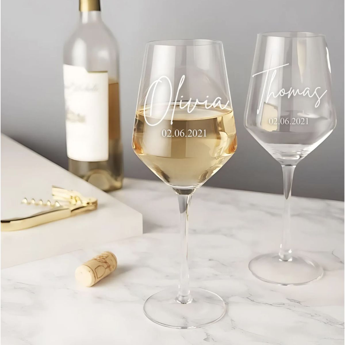 BLOOM - Copa de Vino Personalizada con Nombre Grabado x 2 - 13oz