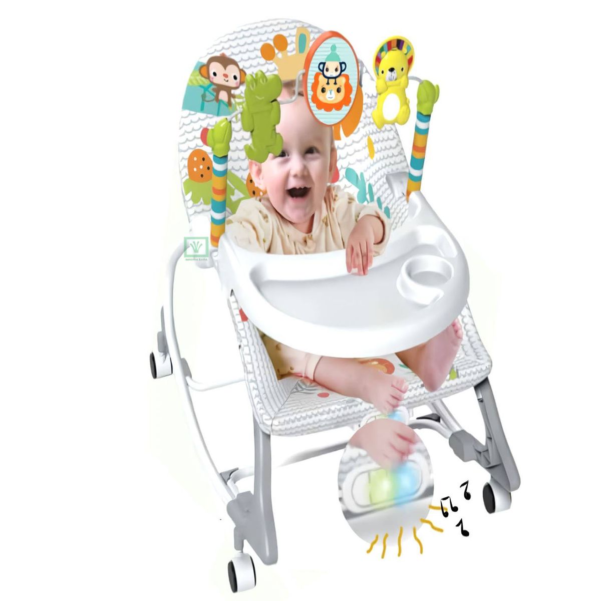 IDEAL BABY & KIDS - Mecedora Ideal para Bebes Musical y Vibrador Zaboo Gris