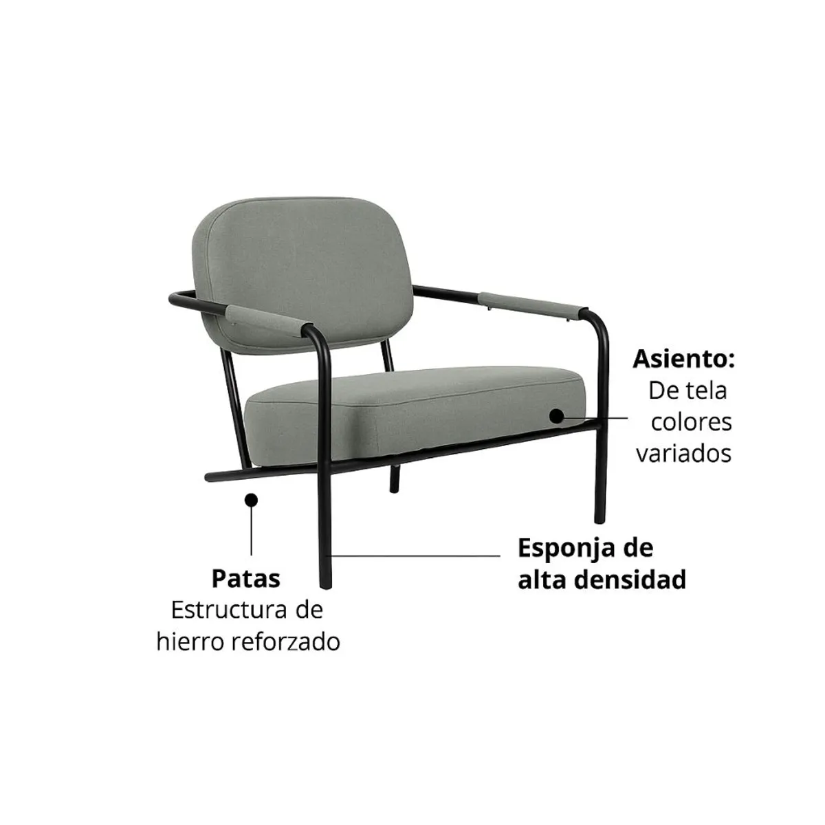 XION - Butaca Ergonómica Moderna Nirvana Para Sala y Descanso Tapiz Gris