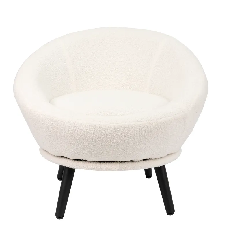 XION - Sillón para Sala Satori Base Giratoria Terciopelo Tipo Cordero Blanco