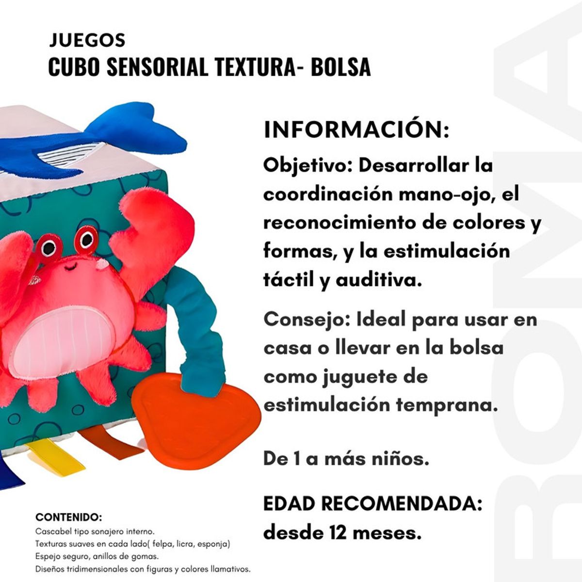 GENERICO - CUBO SENSORIAL DE TEXTURAS - JUEGO DIDÁTICO