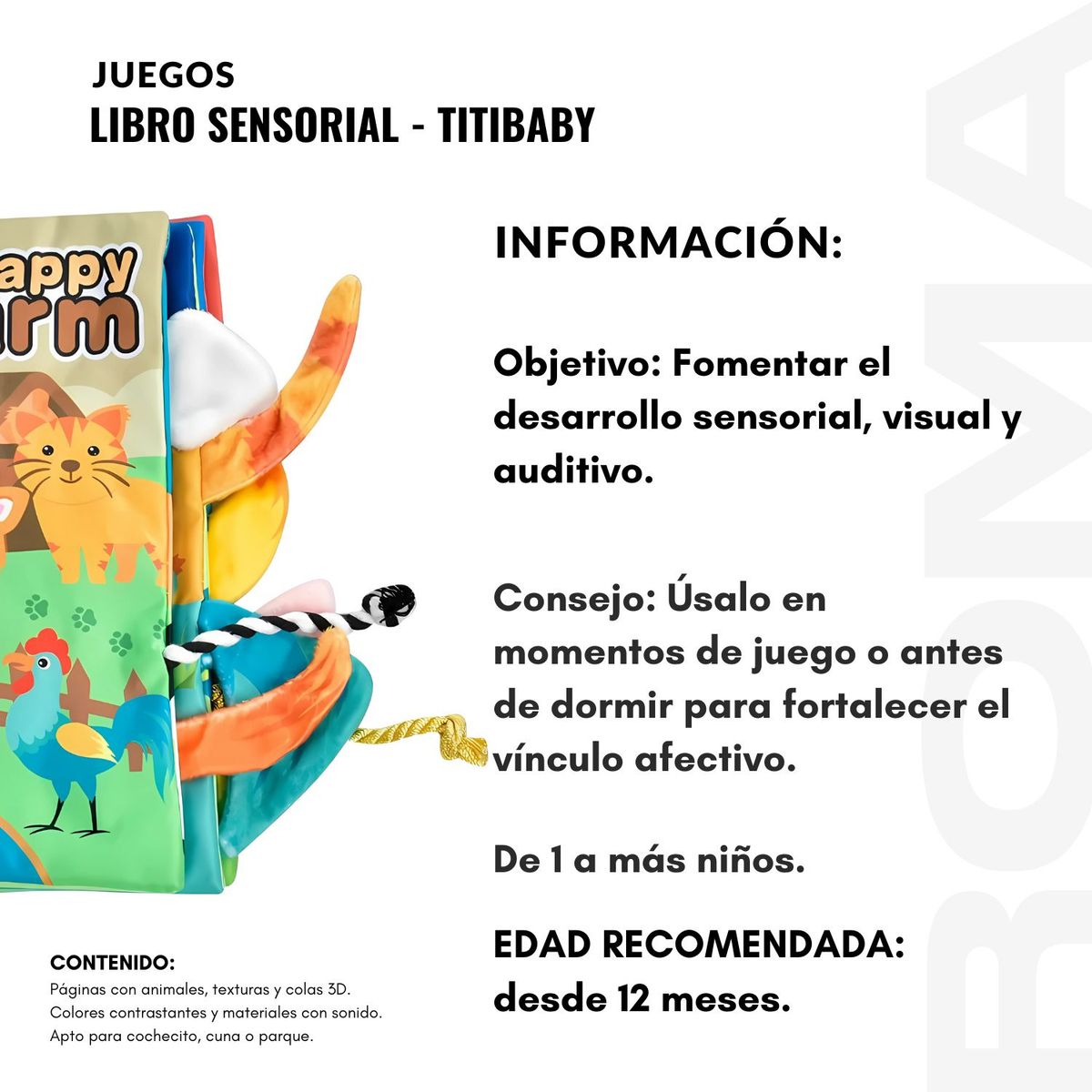 GENERICO - LIBRO SENSORIAL TITBABY - JUEGO DIDÁTICO