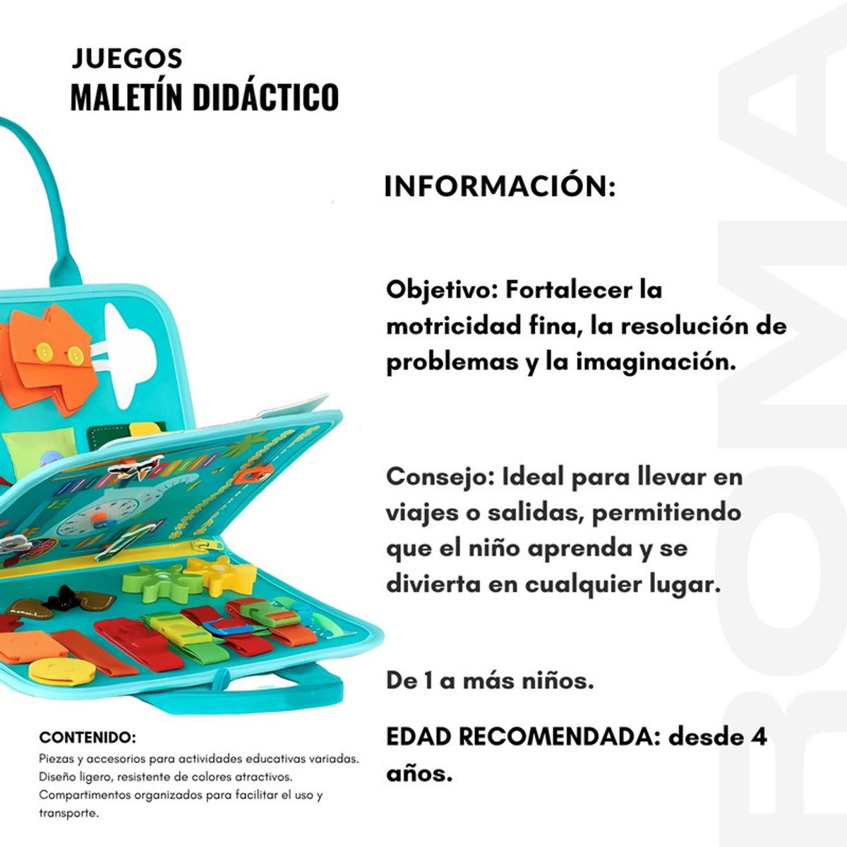 GENERICO - MALETÍN TABLERO DIDÁCTICO SENSORIAL - JUEGO DIDÁTICO