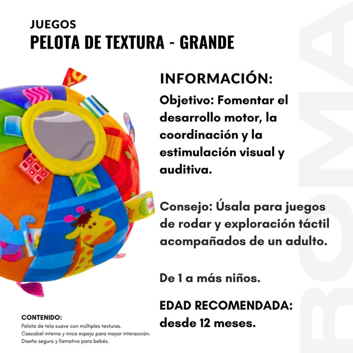GENERICO - PELOTA DE TEXTURAS GRANDE - JUEGO DIDÁTICO