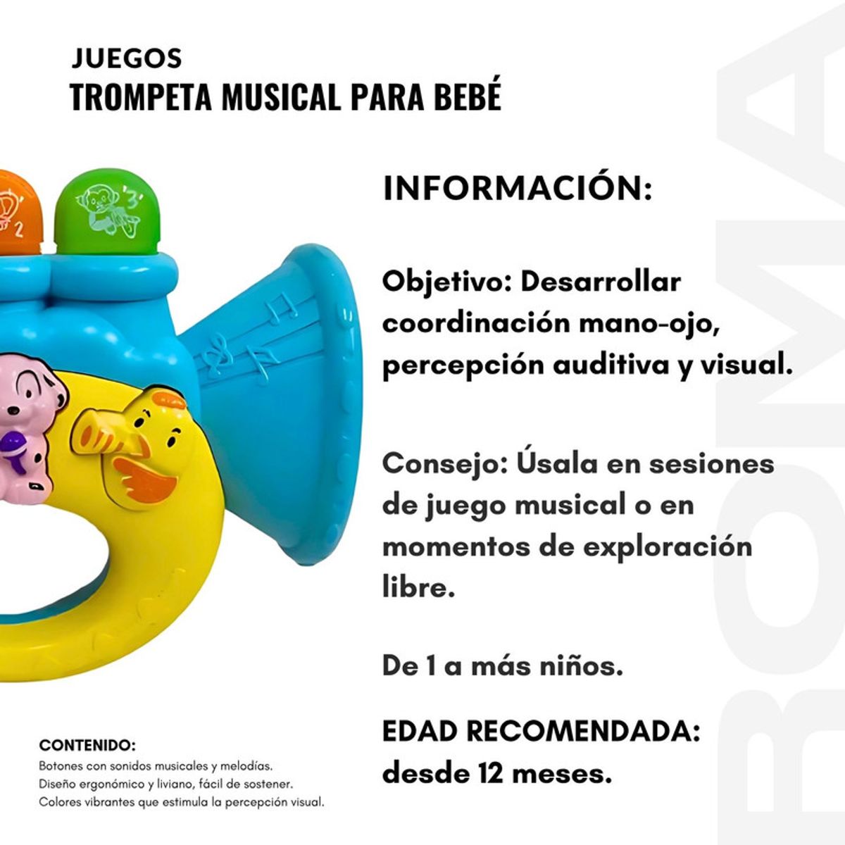 GENERICO - TROMPETA MUSICAL PARA BEBÉ - JUEGO DIDÁTICO
