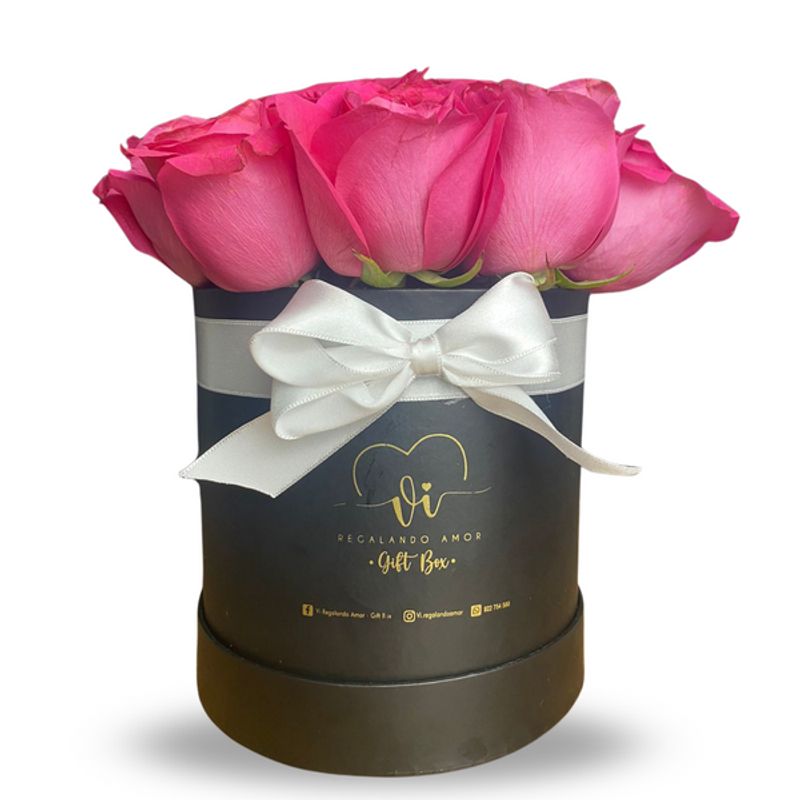 GENERICO - Box Clasico 12 Rosas Fucsia - Box Floral