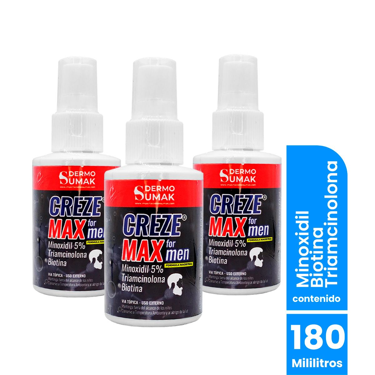 GENERICO - Locion Minoxidil 5% & Triamcinolona 60ml Dermo Sumak 3und