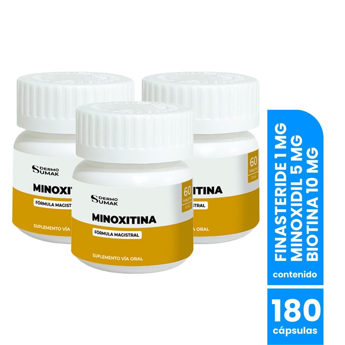 GENERICO - Finasteride 1mg & Minoxidil 5mg & Biotina 10mg 60 cap Dermo Sumak 3und