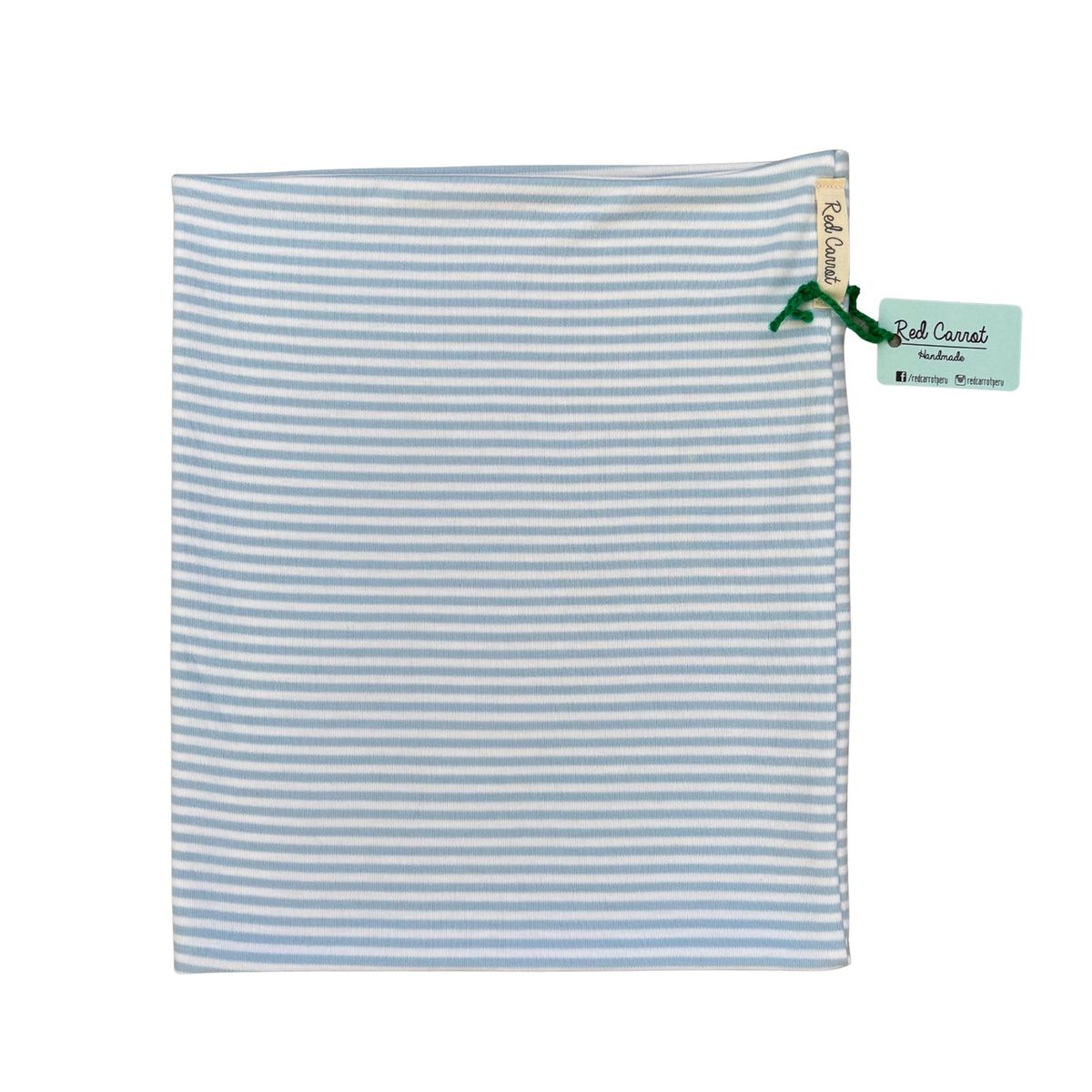 RED CARROT - Cuello de algodon pima celeste y blanco rayado