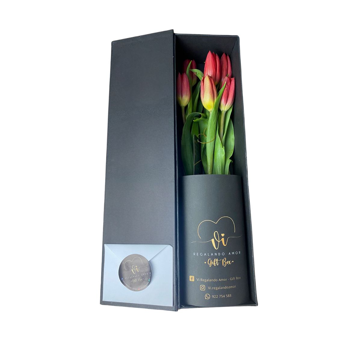 GENERICO - Box Luxury Tulipanes Rojos -  Ramo de Flores