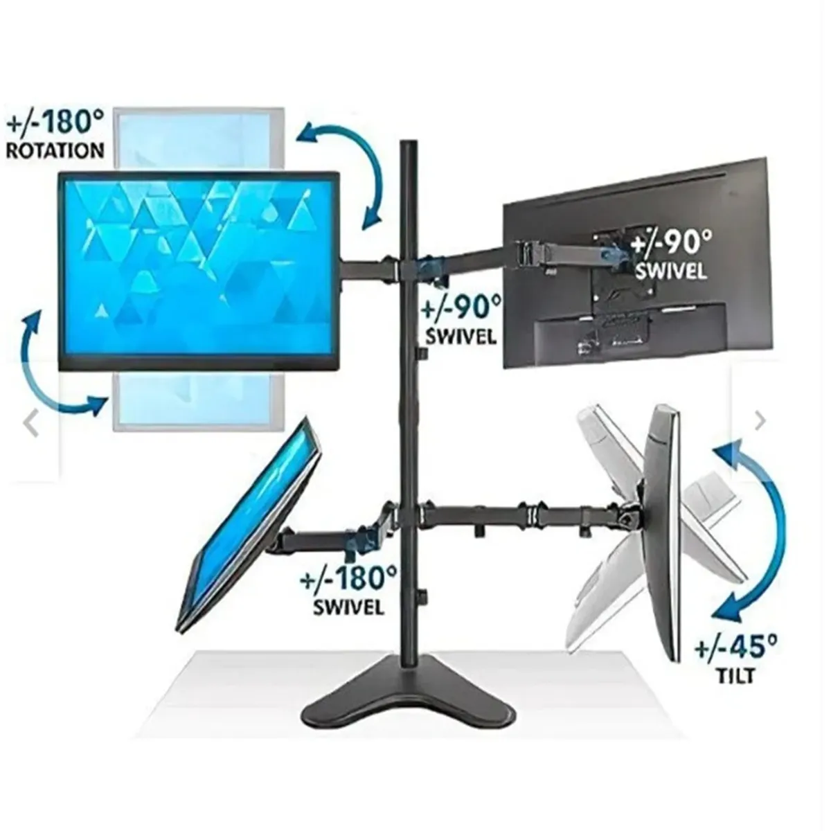 SEISA - Rack Soporte Escritorio Con Base Para 4 Monitores 13" a 32