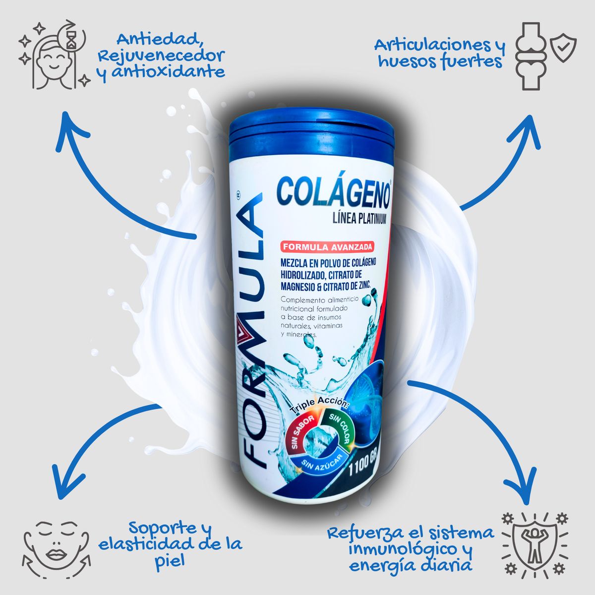 GENERICO - Colágeno Hidrolizado Sin Sabor 1Kg 100gr - Colágeno Puro y Versátil