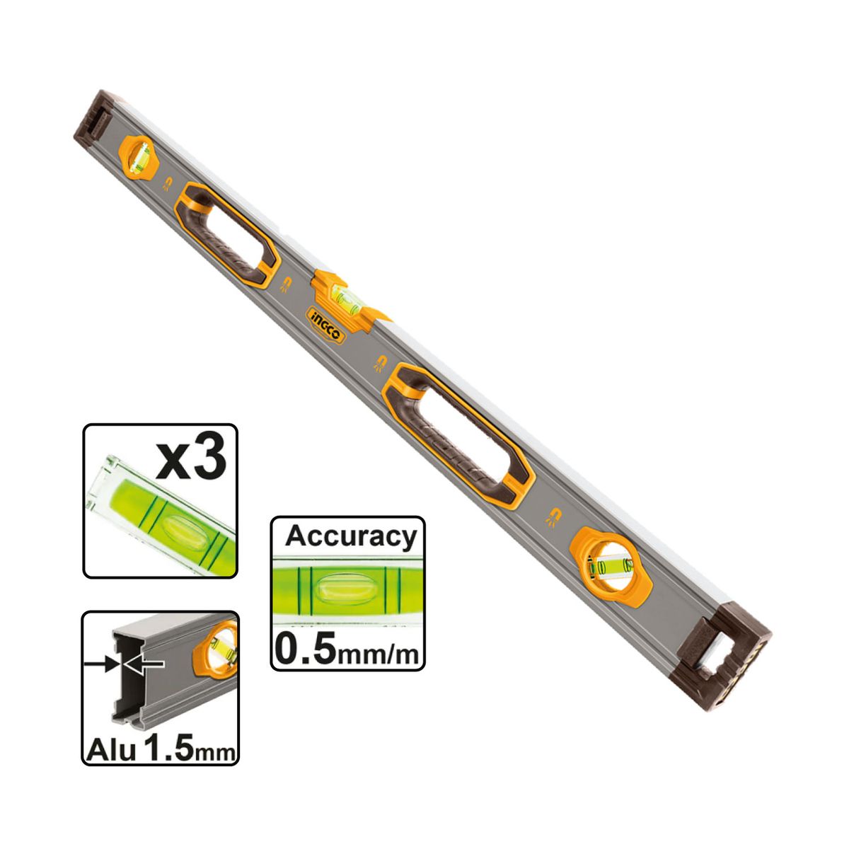 INGCO TOOLS - NIVEL MAGNETICO BURBUJA METÁLICO DE 150CM INGCO HSL38150M