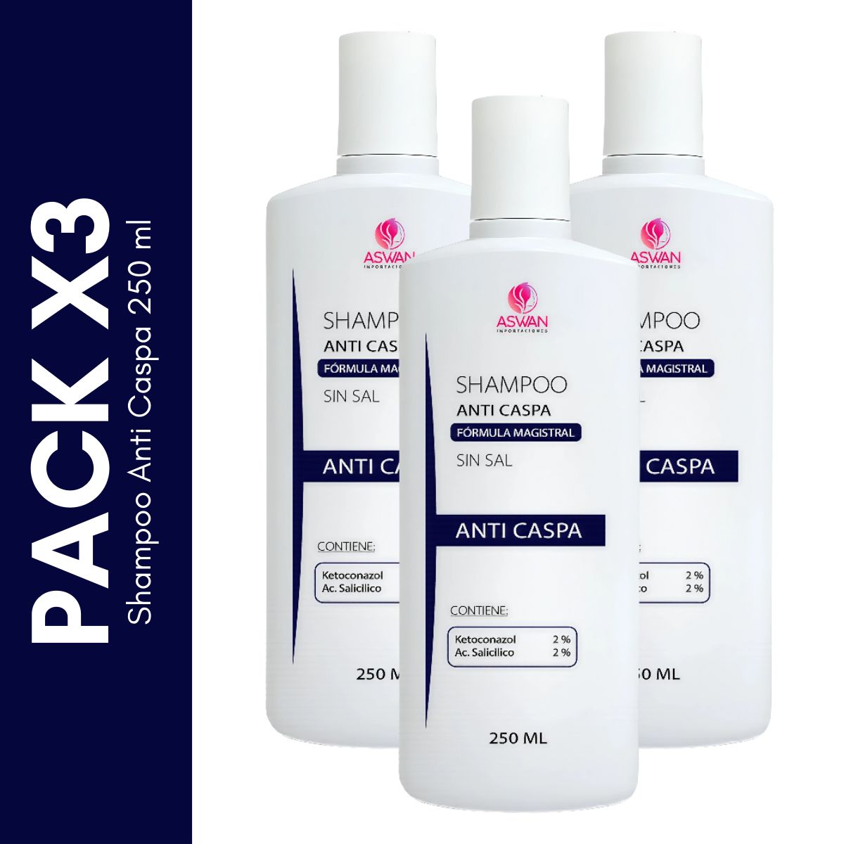 GENERICO - Pack x3 Shampoo Anti Caspa 250 ml