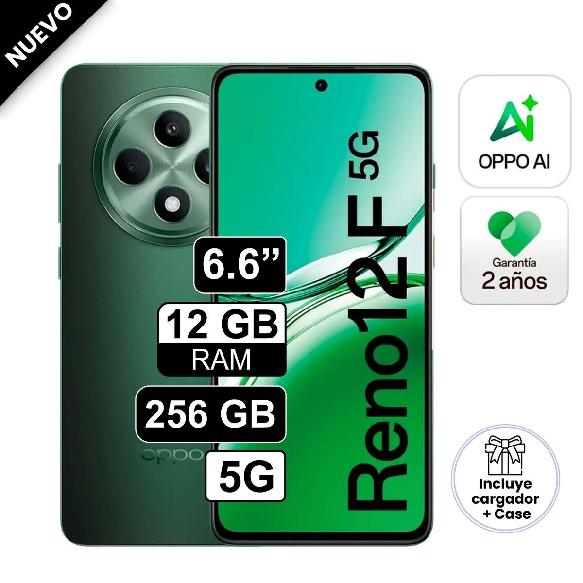 OPPO - Celular Oppo Reno 12F 5G 67 12GB RAM 256GB Verde