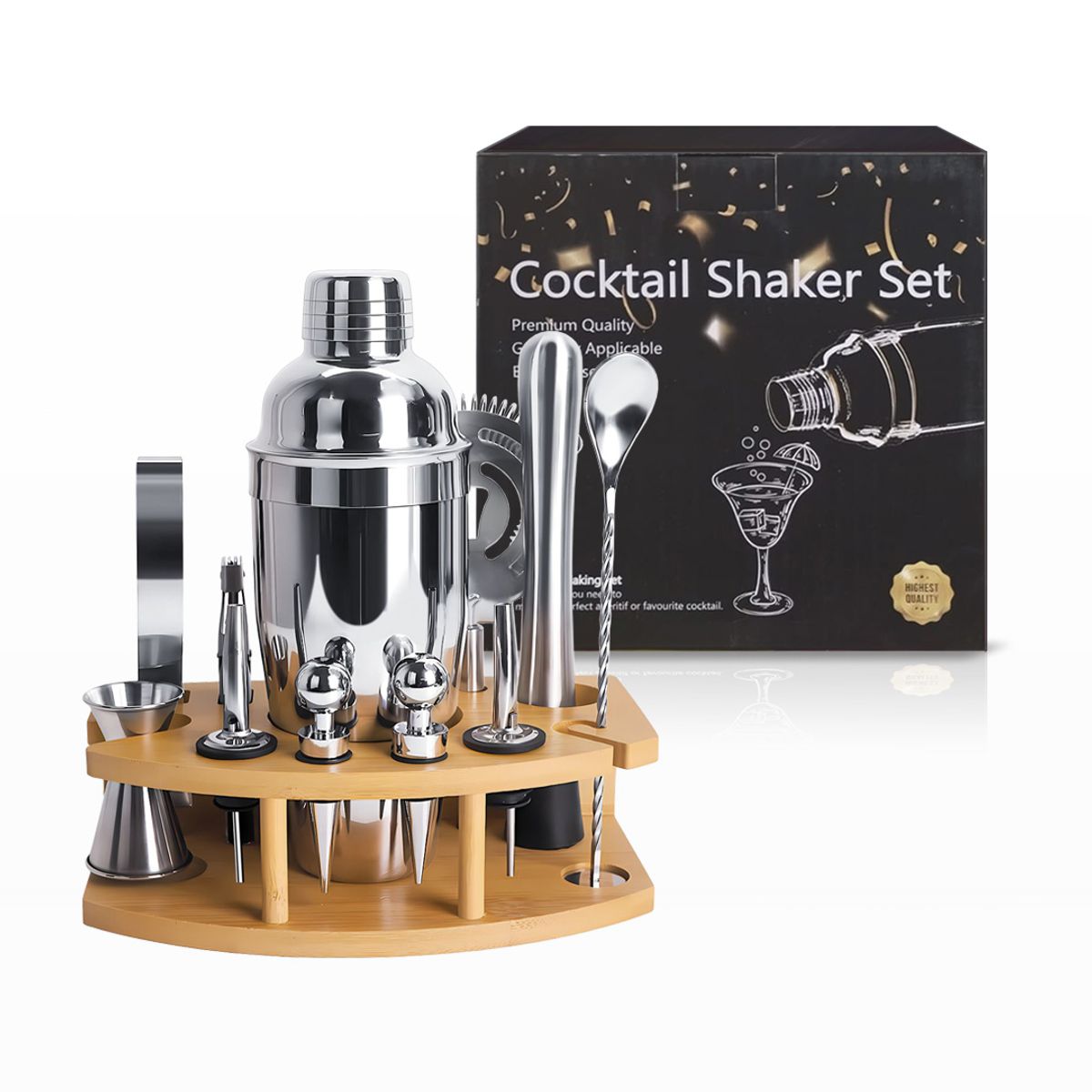 GENERICO - Set de Bar Premium Deluxe x 12 Piezas de Acero Inoxidable