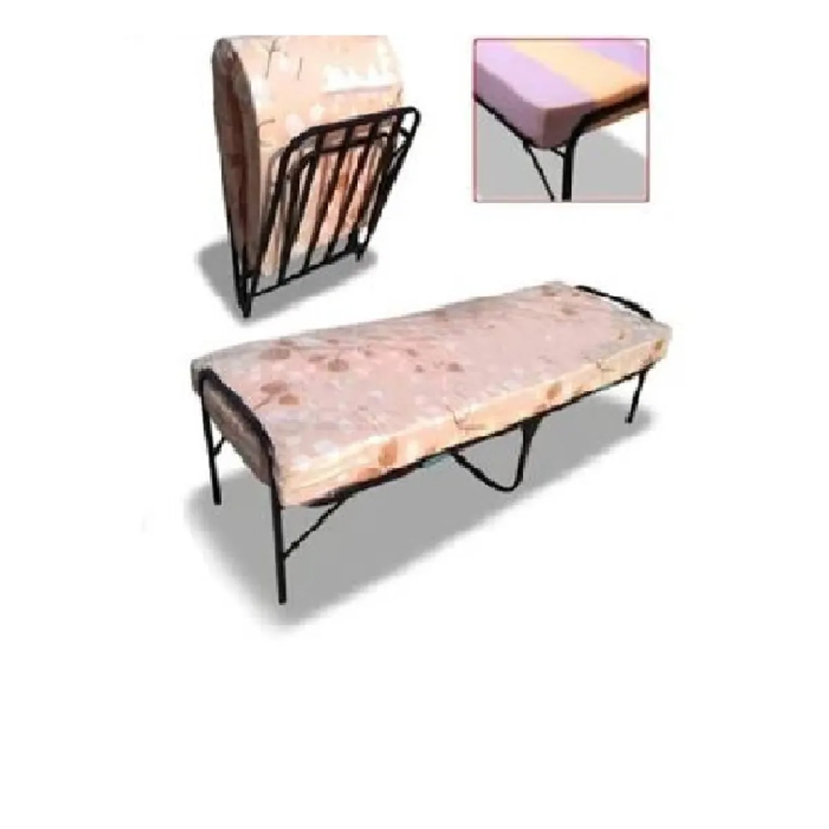 LH ELECTRONIC - Cama Plegable de 1 Plaza + Colchón de 2 Pulgadas