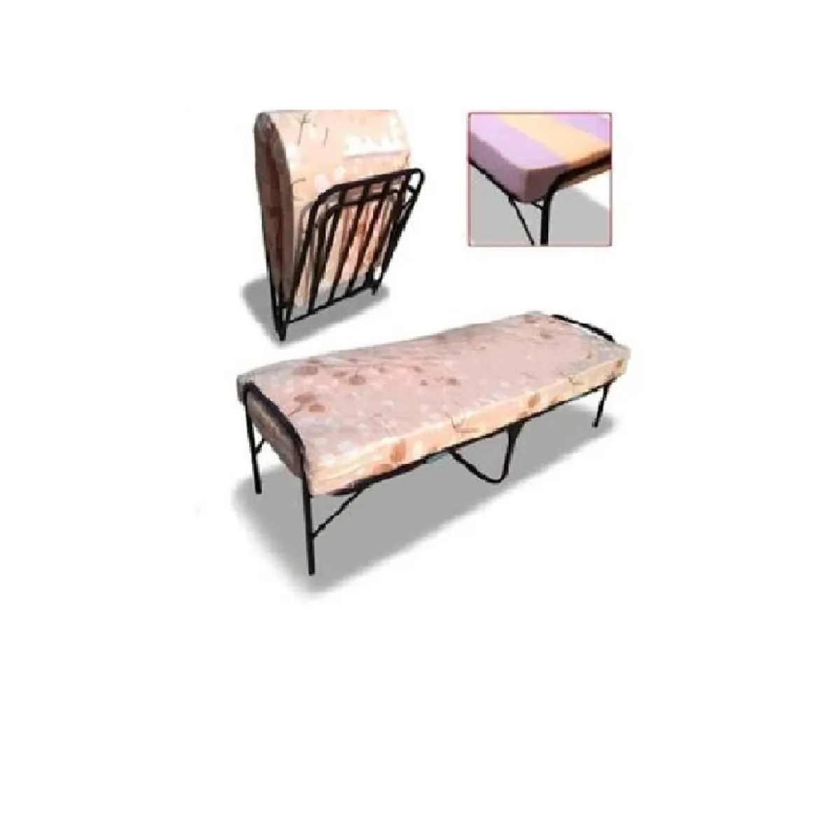 LH ELECTRONIC - Cama Plegable de 1 Plaza + Colchón de 2 Pulgadas