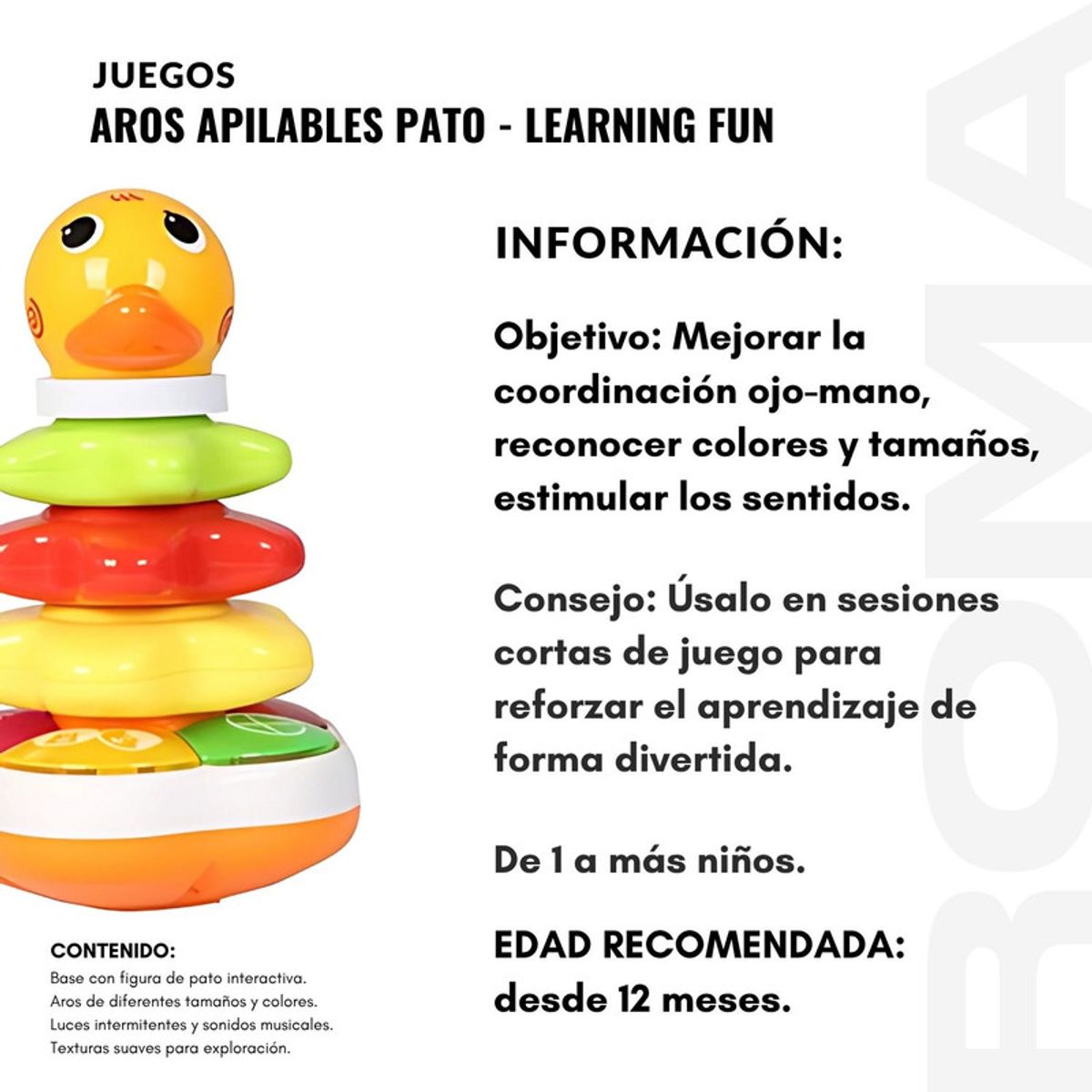 GENERICO - AROS APILABLES PATO LEARNING FUN - JUEGO DIDÁTICO