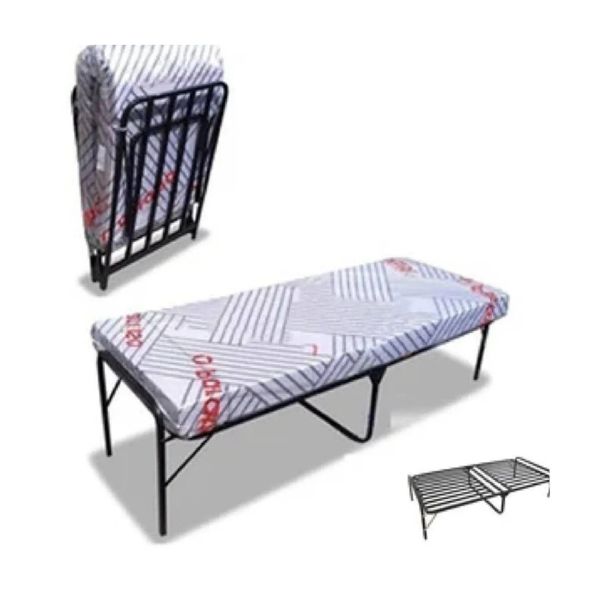 LH ELECTRONIC - Cama Plegable 1 Plaza Y Media + Colchón 7Pulg